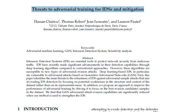Threats to adversarial training for IDSs and mitigation