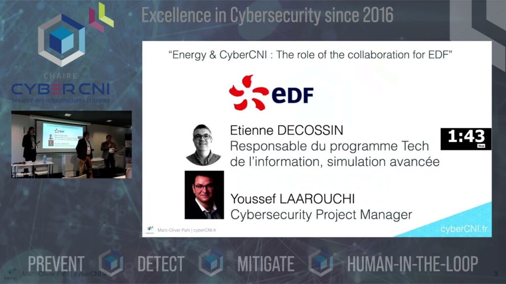 [ECW2022] Etienne DECOSSIN, Responsable du programme Tech de l’information – Simulation avancée, EDF R&D, &  Youssef LAAROUCHI, Cybersecurity Project Manager, EDF, speak about “Energy and CyberCNI – the role of the collaboration for EDF”