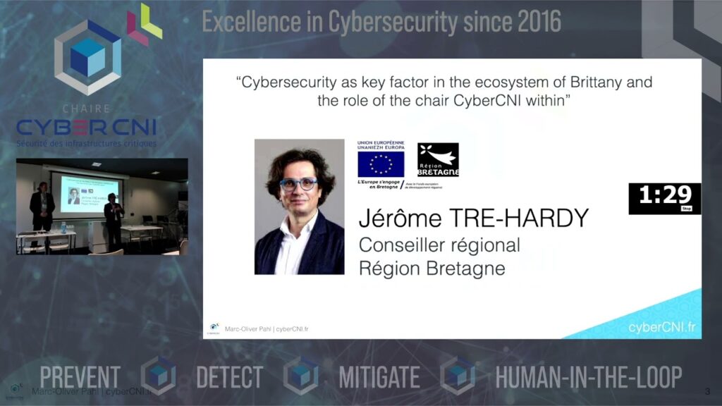 [ECW2022] Jérôme Tré-Hardy, Conseiller régional délégué à la transition numérique et la cyber- Région Bretagne, speaks about “Cybersecurity as key factor in the ecosystem of Brittany and the role of the chair CyberCNI within”